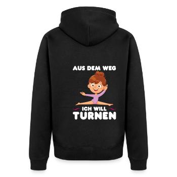 Turnen Mädchen Turnerin Geschenk - Unisex Premium Bio Zip Hoodie - Schwarz - Hinten - Nico (187cm)