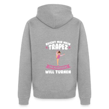 Turnen Mädchen Turnerin Geschenk - Unisex Premium Bio Zip Hoodie - Grau meliert - Hinten - Nico (187cm)