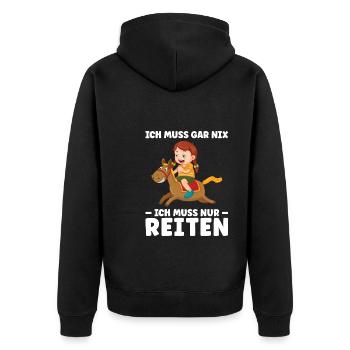 Reiten Mädchen Pferdeliebhaberin Geschenk - Unisex Premium Bio Zip Hoodie - Schwarz - Hinten - Nico (187cm)