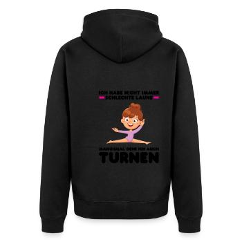 Turnen Mädchen Turnerin Geschenk - Unisex Premium Bio Zip Hoodie - Schwarz - Hinten - Nico (187cm)