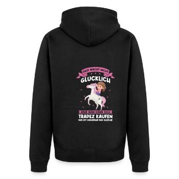 Reiten Mädchen Reitsport Geschenk - Unisex Premium Bio Zip Hoodie - Schwarz - Hinten - Nico (187cm)