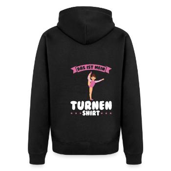 Turnen Mädchen Turnerinnen Geschenk - Unisex Premium Bio Zip Hoodie - Schwarz - Hinten - Nico (187cm)
