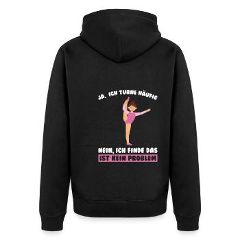 Turnen Mädchen Geräteturnen Geschenk - Unisex Premium Bio Zip Hoodie - Schwarz - Hinten - Nico (187cm)
