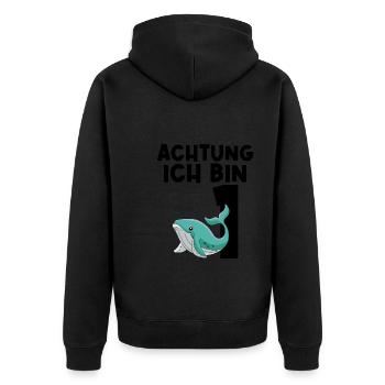 1.Geburtstag Wal 1 Jahr alt Geschenk - Unisex Premium Bio Zip Hoodie - Schwarz - Hinten - Nico (187cm)