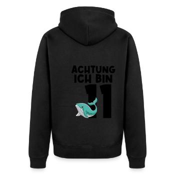 11. Geburtstag Wal 11 Jahre alt Geschenk - Unisex Premium Bio Zip Hoodie - Schwarz - Hinten - Nico (187cm)