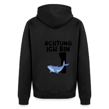 1.Geburtstag Wal 1 Jahr alt Geschenk - Unisex Premium Bio Zip Hoodie - Schwarz - Hinten - Nico (187cm)