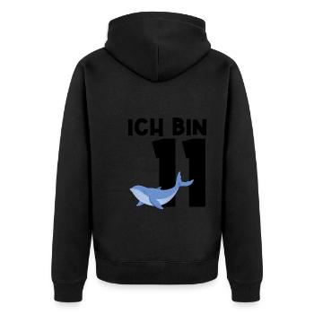 11. Geburtstag Wal 11 Jahre alt Geschenk - Unisex Premium Bio Zip Hoodie - Schwarz - Hinten - Nico (187cm)