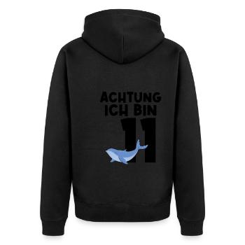 11. Geburtstag Wal 11 Jahre alt Geschenk - Unisex Premium Bio Zip Hoodie - Schwarz - Hinten - Nico (187cm)