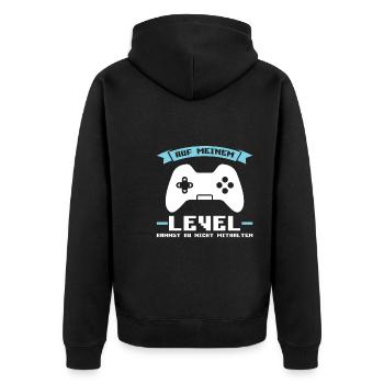 Gaming Zocken Gamer Geschenk - Unisex Premium Bio Zip Hoodie - Schwarz - Hinten - Nico (187cm)