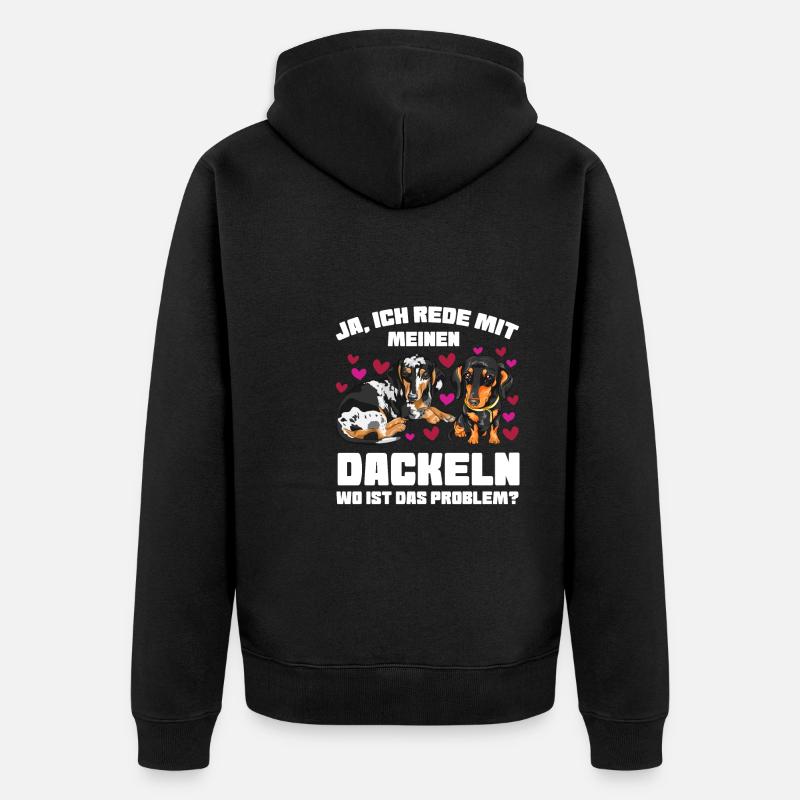 Dackel Hund Dachshund Geschenk - Unisex Premium Bio Zip Hoodie - Schwarz