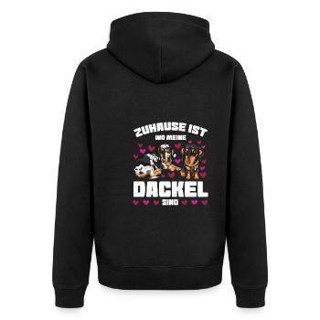 Dackel Hund Dackel Besitzer Geschenk - Unisex Premium Bio Zip Hoodie - Schwarz - Hinten - Nico (187cm)