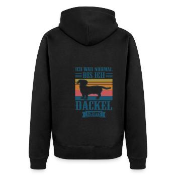 Dackel Hund Dackel Besitzer Geschenk - Unisex Premium Bio Zip Hoodie - Schwarz - Hinten - Nico (187cm)
