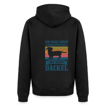 Dackel Hund Hundebesitzer Geschenk - Unisex Premium Bio Zip Hoodie - Schwarz - Hinten - Nico (187cm)