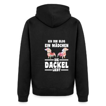 Dackel Mädchen Dackel Besitzerin Geschenk - Unisex Premium Bio Zip Hoodie - Schwarz - Hinten - Nico (187cm)