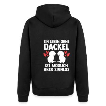 Dackel Hund Dackel Besitzer Geschenk - Unisex Premium Bio Zip Hoodie - Schwarz - Hinten - Nico (187cm)
