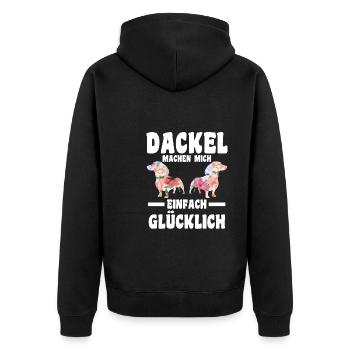 Dackel Hund Dackel Besitzer Geschenk - Unisex Premium Bio Zip Hoodie - Schwarz - Hinten - Nico (187cm)