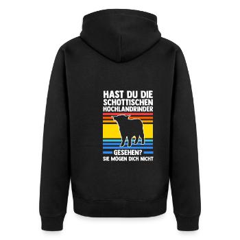 Hochlandrind Zucht Hochlandrinder Geschenk - Unisex Premium Bio Zip Hoodie - Schwarz - Hinten - Nico (187cm)