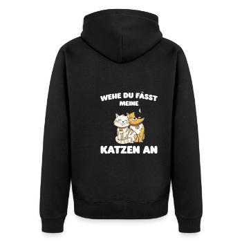 Katze Tier Katzenfreunde Geschenk - Unisex Premium Bio Zip Hoodie - Schwarz - Hinten - Nico (187cm)