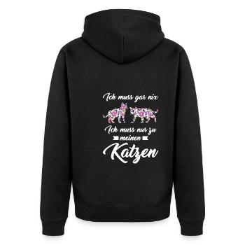 Katze Tier Katzenfreunde Geschenk - Unisex Premium Bio Zip Hoodie - Schwarz - Hinten - Nico (187cm)