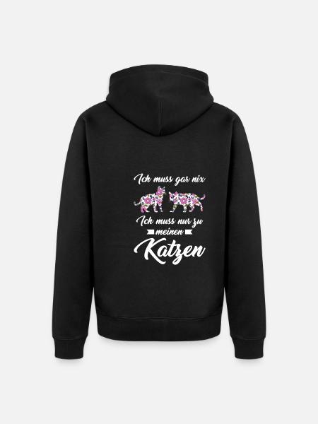 Katze Tier Katzenfreunde Geschenk - Unisex Premium Bio Zip Hoodie - Schwarz