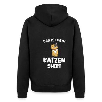 Katze Tier Katzen Geschenk - Unisex Premium Bio Zip Hoodie - Schwarz - Hinten - Nico (187cm)