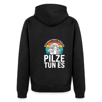 Pilze Sammeln Pilzjagd Geschenk - Unisex Premium Bio Zip Hoodie - Schwarz - Hinten - Nico (187cm)