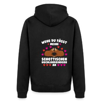 Rind Schottisches Hochlandrind Bauernhof Geschenk - Unisex Premium Bio Zip Hoodie - Schwarz - Hinten - Nico (187cm)