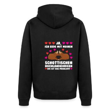 Rind Schottisches Hochlandrind Bauernhof Geschenk - Unisex Premium Bio Zip Hoodie - Schwarz - Hinten - Nico (187cm)