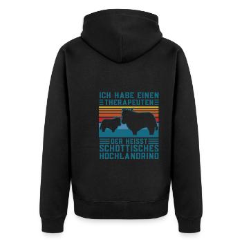 Rind Schottisches Hochlandrind Bauernhof Geschenk - Unisex Premium Bio Zip Hoodie - Schwarz - Hinten - Nico (187cm)
