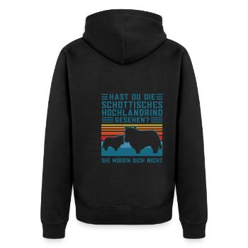 Rind Schottisches Hochlandrind Bauernhof Geschenk - Unisex Premium Bio Zip Hoodie - Schwarz - Hinten - Nico (187cm)