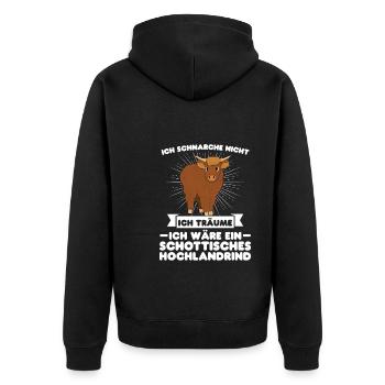 Rind Schottisches Hochlandrind Bauernhof Geschenk - Unisex Premium Bio Zip Hoodie - Schwarz - Hinten - Nico (187cm)