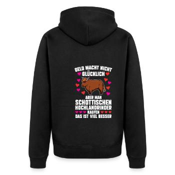 Rind Schottisches Hochlandrind Bauernhof Geschenk - Unisex Premium Bio Zip Hoodie - Schwarz - Hinten - Nico (187cm)