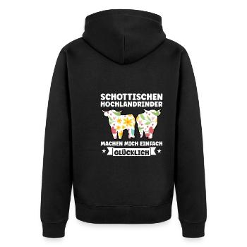 Rind Schottisches Hochlandrind Bauernhof Geschenk - Unisex Premium Bio Zip Hoodie - Schwarz - Hinten - Nico (187cm)