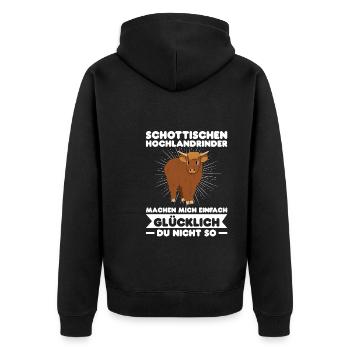 Rind Schottisches Hochlandrind Bauernhof Geschenk - Unisex Premium Bio Zip Hoodie - Schwarz - Hinten - Nico (187cm)
