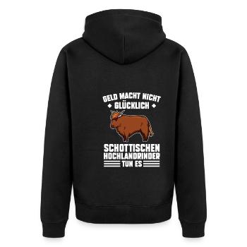 Rind Schottisches Hochlandrind Bauernhof Geschenk - Unisex Premium Bio Zip Hoodie - Schwarz - Hinten - Nico (187cm)