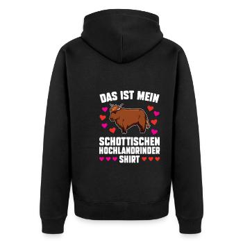 Rind Schottisches Hochlandrind Bauernhof Geschenk - Unisex Premium Bio Zip Hoodie - Schwarz - Hinten - Nico (187cm)