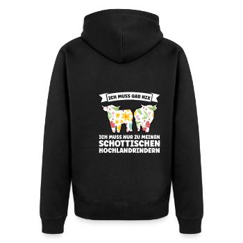 Rind Schottisches Hochlandrind Bauernhof Geschenk - Unisex Premium Bio Zip Hoodie - Schwarz - Hinten - Nico (187cm)
