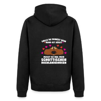 Rind Schottisches Hochlandrind Bauernhof Geschenk - Unisex Premium Bio Zip Hoodie - Schwarz - Hinten - Nico (187cm)