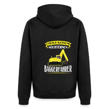 Baggerfahrer Job Bagger Geschenk - Unisex Premium Bio Zip Hoodie - Schwarz - Hinten - Nico (187cm)