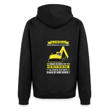 Baggerfahrer Job Bagger Geschenk - Unisex Premium Bio Zip Hoodie - Schwarz - Hinten - Nico (187cm)