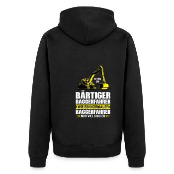 Baggerfahrer Job Bagger Geschenk - Unisex Premium Bio Zip Hoodie - Schwarz - Hinten - Nico (187cm)