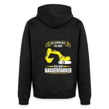 Baggerfahrer Job Bagger Geschenk - Unisex Premium Bio Zip Hoodie - Schwarz - Hinten - Nico (187cm)