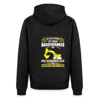 Baggerfahrer Job Baustelle Geschenk - Unisex Premium Bio Zip Hoodie - Schwarz - Hinten - Nico (187cm)
