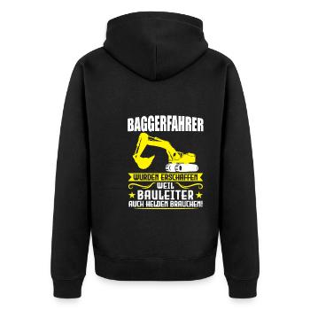 Baggerfahrer Job Baumaschine Geschenk - Unisex Premium Bio Zip Hoodie - Schwarz - Hinten - Nico (187cm)