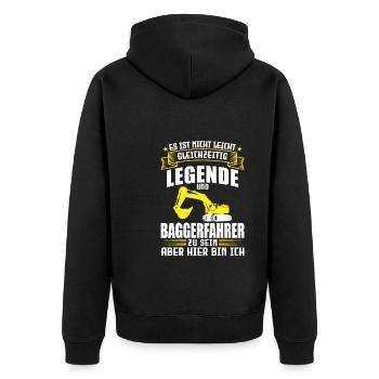 Baggerfahrer Job Baggerliebhaber Geschenk - Unisex Premium Bio Zip Hoodie - Schwarz - Hinten - Nico (187cm)