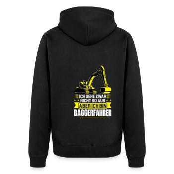 Baggerfahrer Job Baumaschine Geschenk - Unisex Premium Bio Zip Hoodie - Schwarz - Hinten - Nico (187cm)