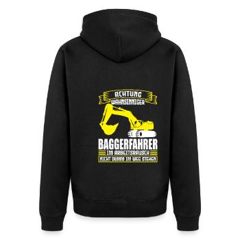 Baggerfahrer Job Bagger Geschenk - Unisex Premium Bio Zip Hoodie - Schwarz - Hinten - Nico (187cm)