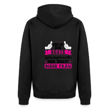Schwiegermutter Familie Schwiegermama Geschenk - Unisex Premium Bio Zip Hoodie - Schwarz - Hinten - Nico (187cm)