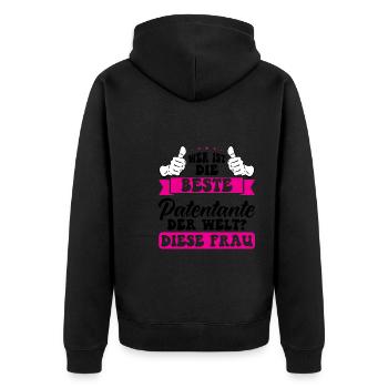 Patentante Familie Taufpatin Geschenk - Unisex Premium Bio Zip Hoodie - Schwarz - Hinten - Nico (187cm)