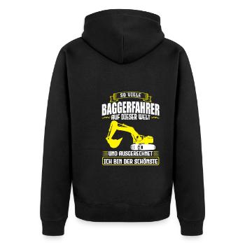 Baggerfahrer Job Baggerliebhaber Geschenk - Unisex Premium Bio Zip Hoodie - Schwarz - Hinten - Nico (187cm)